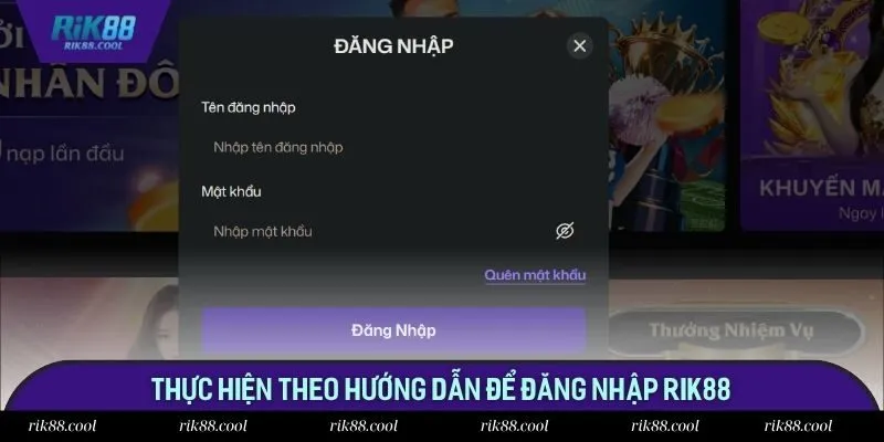 Thực hiện theo hướng dẫn để đăng nhập Rik88 Thực hiện theo hướng dẫn để đăng nhập Rik88