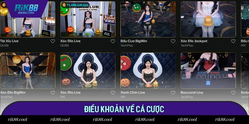 Điều khoản về cá cược Điều khoản về cá cược