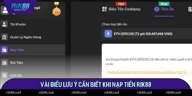 Vài điều lưu ý cần biết khi nạp tiền RIK88 Vài điều lưu ý cần biết khi nạp tiền RIK88