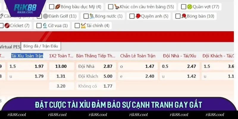 Đặt cược tài xỉu đảm bảo sự cạnh tranh gay gắt