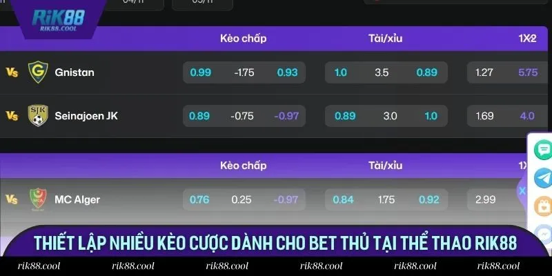 Thiết lập nhiều kèo cược dành cho bet thủ tại thể thao Rik88
